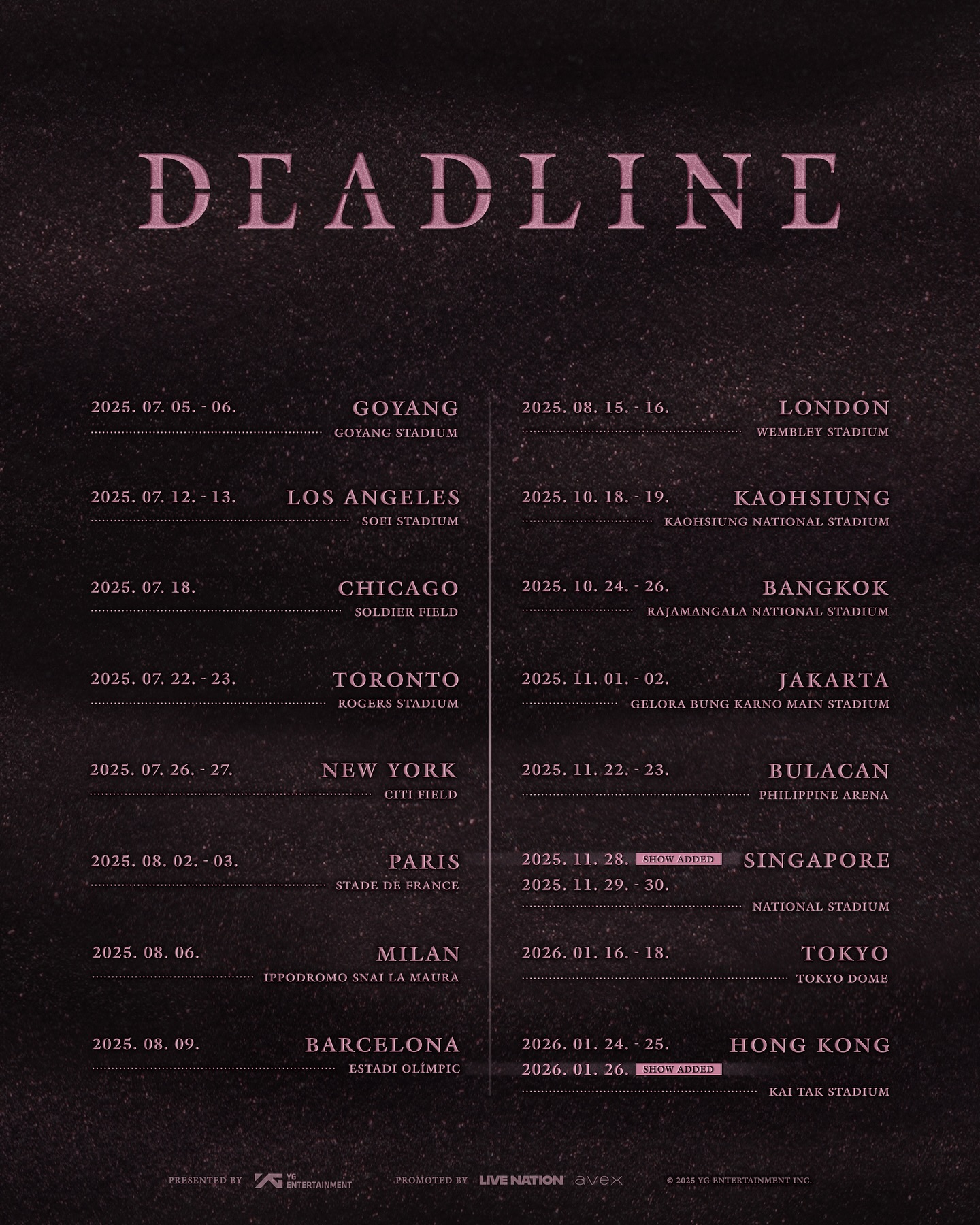 BLACKPINK DEADLINE World Tour Tour Poster 2025